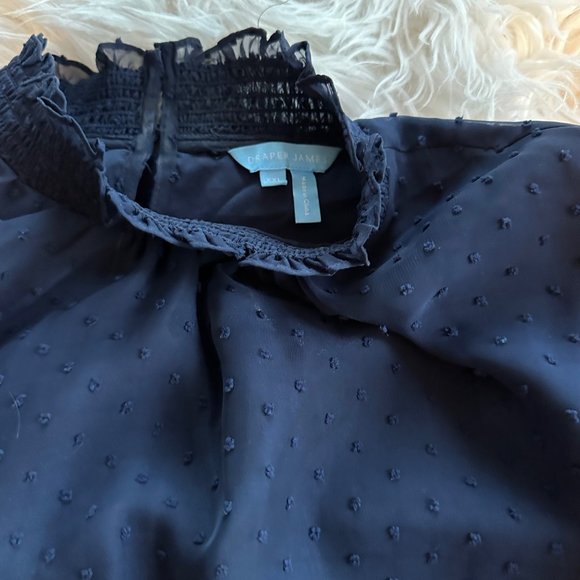 Draper James Navy Swiss Dot Smocked Dress Size XXL - Picture 3 of 3